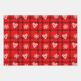 Custom Buffalo Love Hearts Sneeuwvlokken Feestelij Inpakpapier Vel