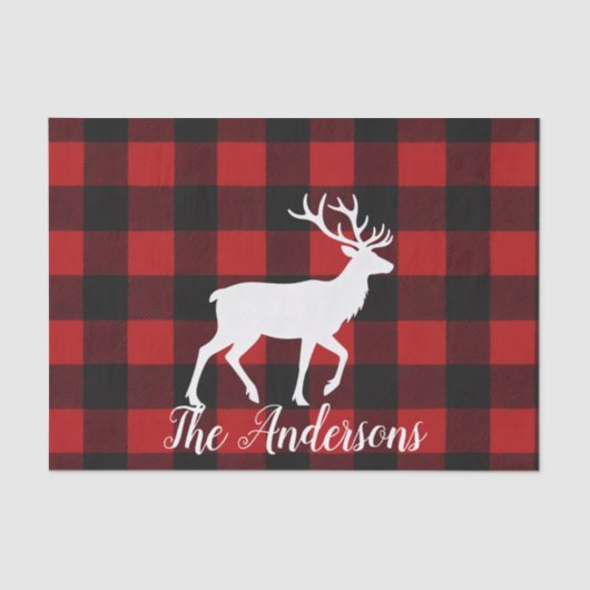 Custom Buffalo Plaid Deer Gift Wrap Tissue Paper Tissuepapier (Voorkant)