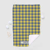 Custom Buffalo Plaid Tartan Pattern Yellow Blue  Golfhanddoek (Insitu)