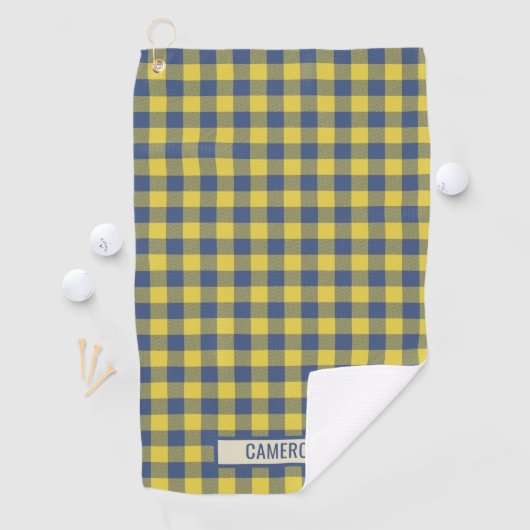 Custom Buffalo Plaid Tartan Pattern Yellow Blue  Golfhanddoek (Insitu)