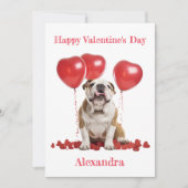 Custom Bulldog harten ballonnen Valentijn Feestdagenkaart (Voorkant)