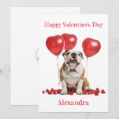 Custom Bulldog harten ballonnen Valentijn Feestdagenkaart (Voorkant / Achterkant)