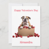 Custom Bulldog in doos met Hearts Valentijn Feestdagenkaart (Voorkant)