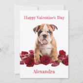 Custom Bulldog met rode rozen Valentijn Feestdagenkaart (Voorkant)