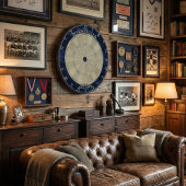 Custom Bullseye Club Navy Blue Wood Grain Dartbord