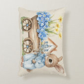 Custom Bunny met blauwe bloemen Accent Kussen (Voorkant(Verticaal))
