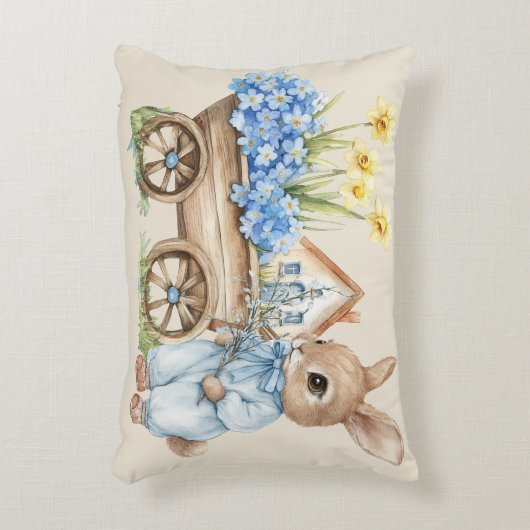 Custom Bunny met blauwe bloemen Accent Kussen (Voorkant(Verticaal))