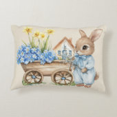 Custom Bunny met blauwe bloemen Accent Kussen (Achterkant)