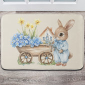 Custom Bunny met blauwe bloemen Badmat