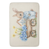 Custom Bunny met blauwe bloemen Badmat (Voorkant Verticaal)