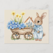 Custom Bunny met blauwe bloemen Briefkaart (Voorkant)