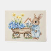Custom Bunny met blauwe bloemen Deurmat (Voorkant)