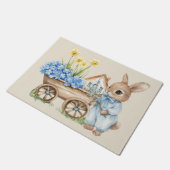 Custom Bunny met blauwe bloemen Deurmat (Schuin)