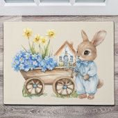 Custom Bunny met blauwe bloemen Deurmat