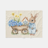 Custom Bunny met blauwe bloemen Fleece Deken (Voorkant (Horizontaal))