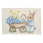 Custom Bunny met blauwe bloemen Kussensloop (Voorkant)