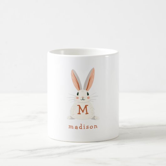 Custom Bunny Monogram Name Gift Koffiemok (Center)