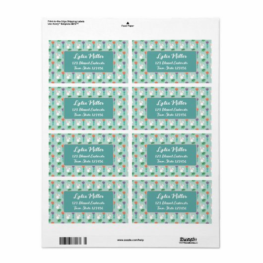 Custom Bunny & Tulip Easter Return Address Label (Full Sheet)