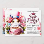 Custom Bunny's Open Huis Tea Party Kaart (Voorkant / Achterkant)