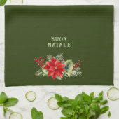 Custom Buon Natale Floral Kitchen Accessories Theedoek (Gevouwen)