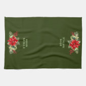 Custom Buon Natale Floral Kitchen Accessories Theedoek (Horizontaal)