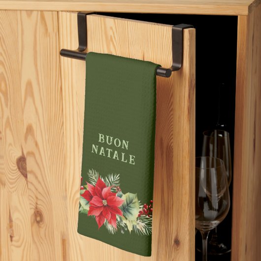 Custom Buon Natale Floral Kitchen Accessories Theedoek (Derde Gevouwen)