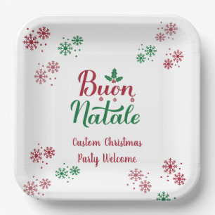 Custom Buon Natale Italiaans Vrolijk Kerstfeest Papieren Bordje