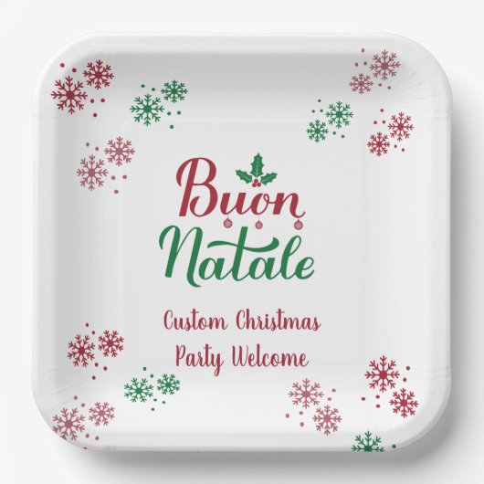 Custom Buon Natale Italiaans Vrolijk Kerstfeest Papieren Bordje (Voorkant)