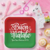 Custom Buon Natale Italiaans Vrolijk Kerstfeest Papieren Bordje (Feest)