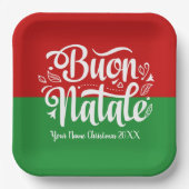 Custom Buon Natale Italiaans Vrolijk Kerstfeest Papieren Bordje (Voorkant)