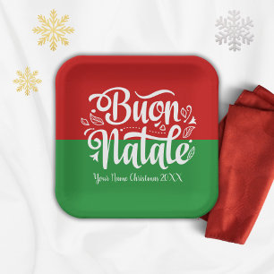 Custom Buon Natale Italiaans Vrolijk Kerstfeest Papieren Bordje