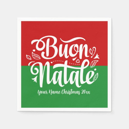 Custom Buon Natale Italiaans Vrolijk Kerstfeest Servet (Voorkant)