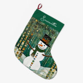 Custom Buon Natale Italiaanse Groene Sneeuwman Grote Kerstsok (Voorkant (Hangend))