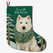Custom Buon Natale Italiaanse witte wolf Grote Kerstsok (Voorkant)