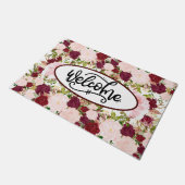 Custom Burgundy Floral Welcome Deurmat (Schuin)