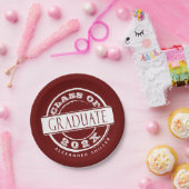 Custom Burgundy Graduation Party Afstuderen Papieren Bordje (Feest)