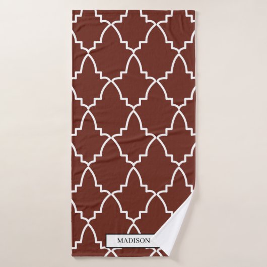 Custom Burgundy Moroccan Lattice Pattern Badhanddoek (Badhanddoek)