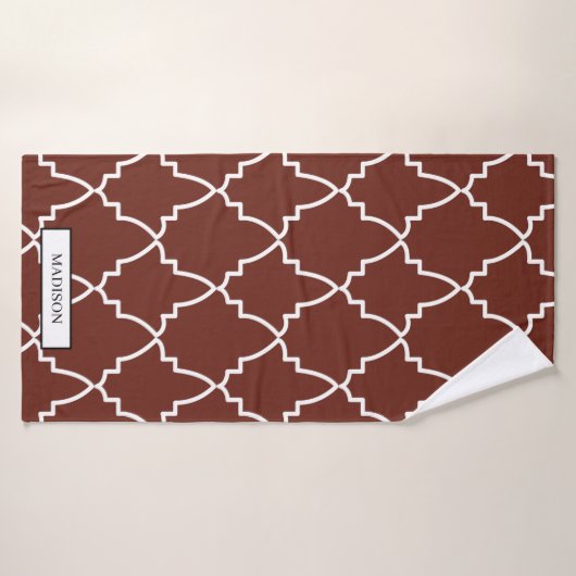 Custom Burgundy Moroccan Lattice Pattern Badhanddoek (Badhanddoek)