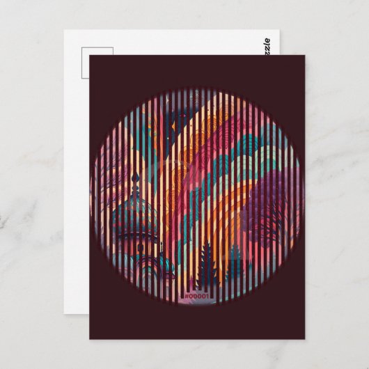 Custom Burgundy Striped Art Postcard Briefkaart (Voorkant / Achterkant)