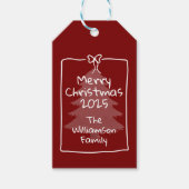 Custom Burgundy Whimsical Doodle Christmas Gift  Cadeaulabel (Voorkant)