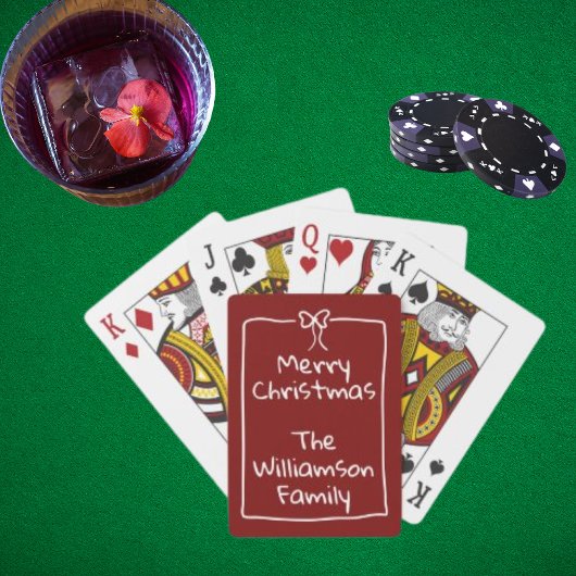 Custom Burgundy Whimsical Doodle Christmas Gift  Pokerkaarten