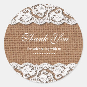 Custom Burlap & Lace bruiloft Favor Label Stickers