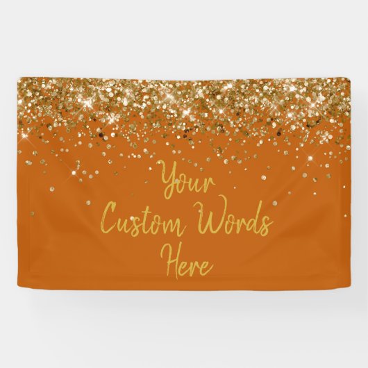 Custom Burnt Orange Gold Birthday Party Photo Prop Spandoek (Horizontaal)