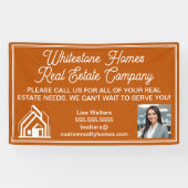 Custom Burnt Orange Real Estate Company Marketing Spandoek (Horizontaal)