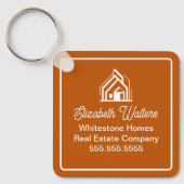 Custom Burnt Orange Real Estate Company Realtor Sleutelhanger (Voorkant)