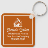 Custom Burnt Orange Real Estate Company Realtor Sleutelhanger (Achterkant)