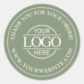 Custom Busines Logo Promotional Sage Green Ronde Sticker (Voorkant)