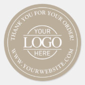 Custom Busines Logo Promotional Taupe Beige Ronde Sticker (Voorkant)