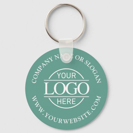 Custom Busines Logo Promotional Teal Green  Sleutelhanger (Voorkant)