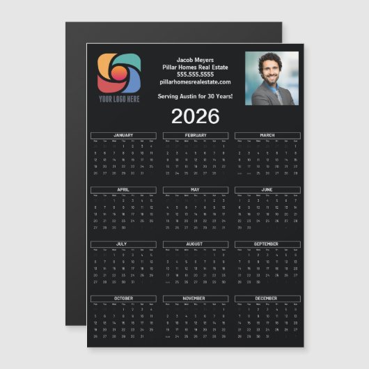 Custom Business 2026 Kalender Bedrijf Logo Magnet (Voorkant / Achterkant)